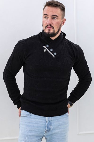 Black Structured Knit Zipper Detail Jerone Black Structured Knit Zipper Detail Jerone