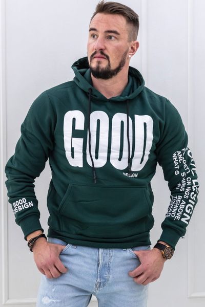 green text printed men's hoodie