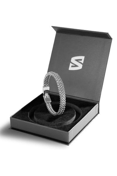 Silver braided bracelet chain for men wrist steel