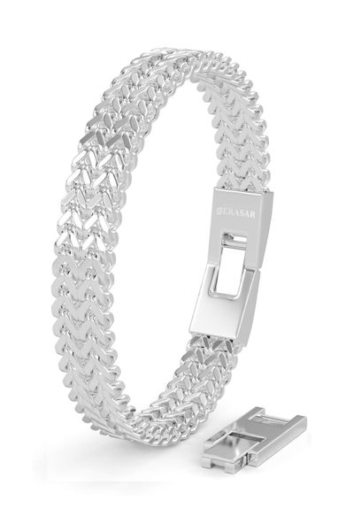 Silver braided bracelet chain for men wrist steel