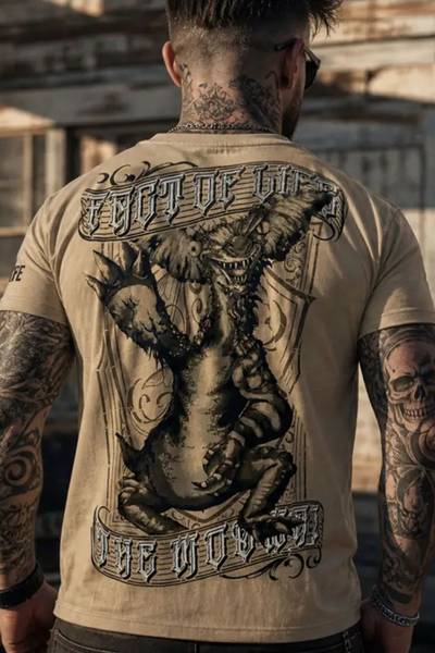 Men's rock spiritual t-shirt with back print