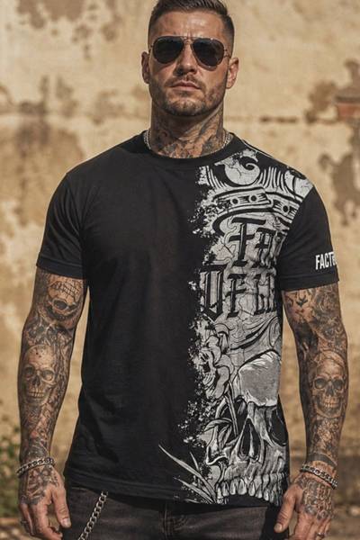 Men's rock spiritual t-shirt with back print
