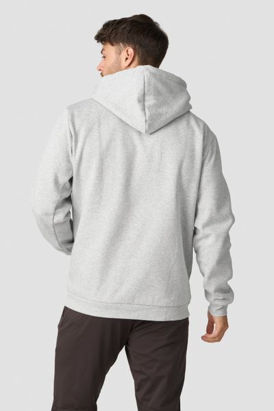 men's light grey hoodie with removable kangaroo pocket
