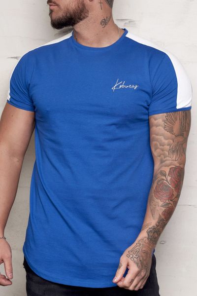 Blue T-Shirt With White Stripes Jerone Blue T-Shirt With White Stripes Jerone