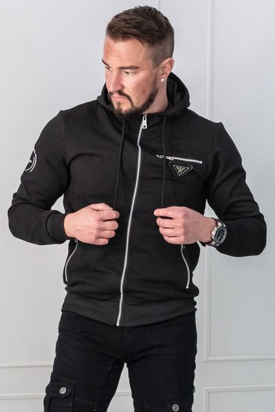 Black Structured Hoodie Silver Details Jerone Black Structured Hoodie Silver Details Jerone