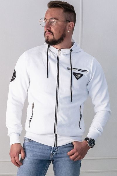 White Structured Hoodie Silver Details Jerone