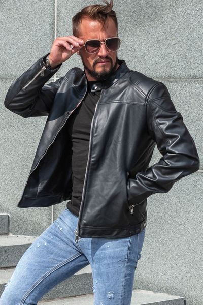 Soft Black Faux Leather Jacket Jerone