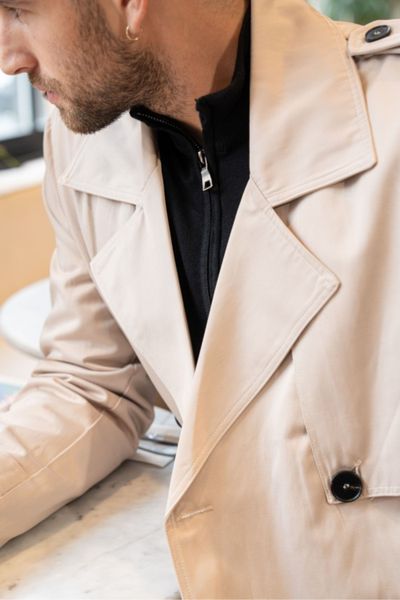 Men's mid-length light brown trench coat FRILIVIN