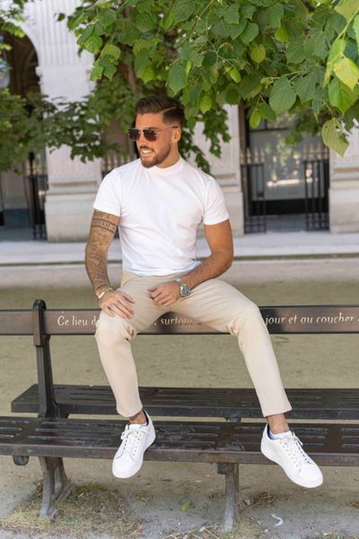 Men's beige stretch straight pants FRILIVIN Men's beige stretch straight pants FRILIVIN