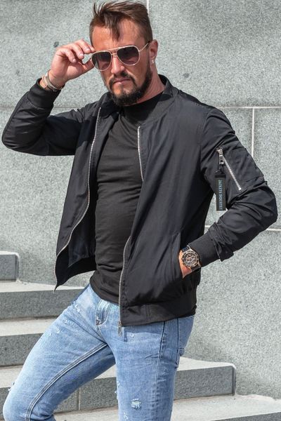 Men's Black Lightweight Bomber Jacket JERONE