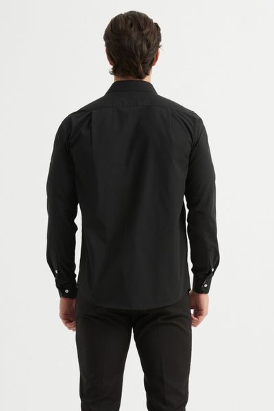 Comfort Fit Tartan Checkered Dress Shirt Black Jerone