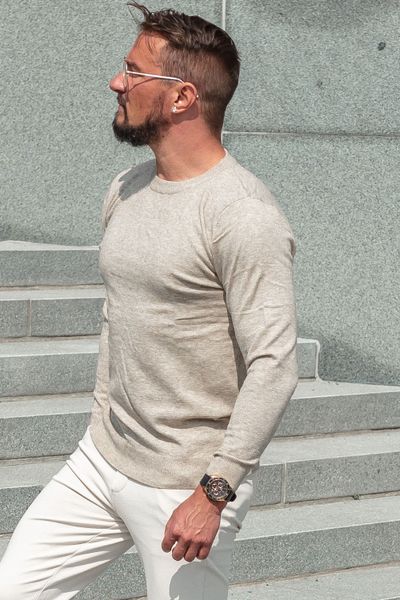 Cashmere touch beige sweater JERONE