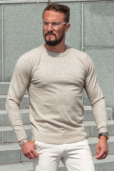Cashmere touch beige sweater JERONE Cashmere touch beige sweater JERONE