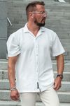 Structured white short-sleeve collared shirt