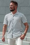 Men's striped structured short-sleeve shirt