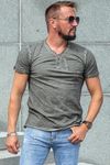 Dark Gray T-Shirt with Decorative Buttons Carisma