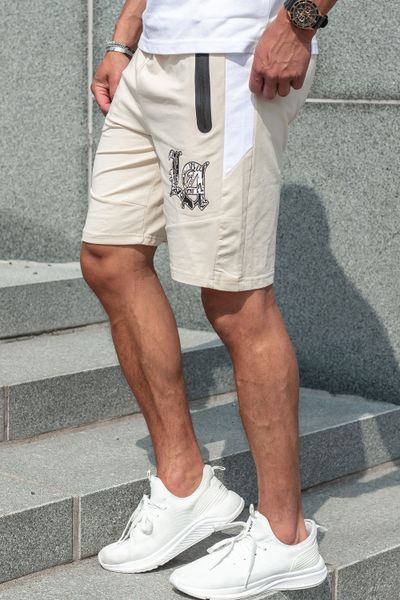LA beige college shorts with zip pockets JERONE
