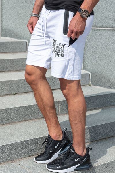 LA white college shorts with zip pockets JERONE