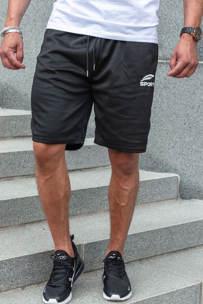 Black men's college shorts with zip pockets