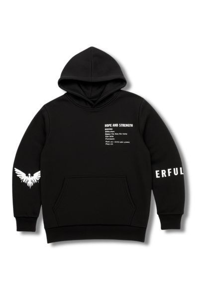 Black printed hoodie AARHON