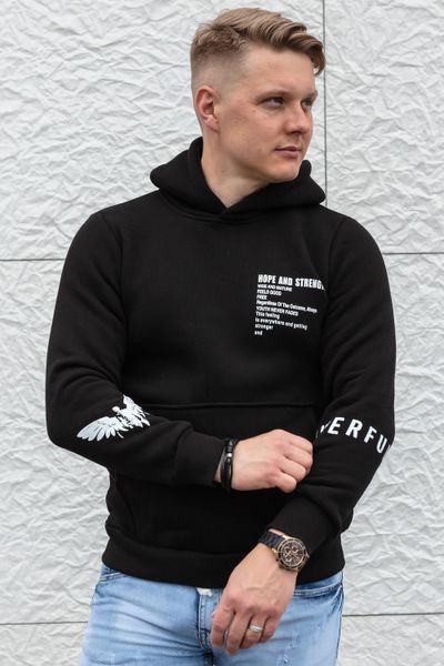 Black printed hoodie AARHON
