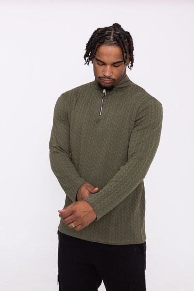 Dark Green Structured Knit with Zipper AARHON Dark Green Structured Knit with Zipper AARHON