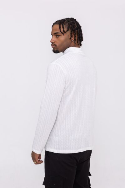 Trucker Collar Sweater White AARHON
