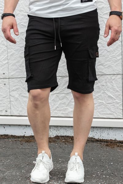 Men's Stretch Black Cargo Shorts JERONE
