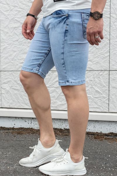 Light blue denim shorts with decorative ribbon JERONE
