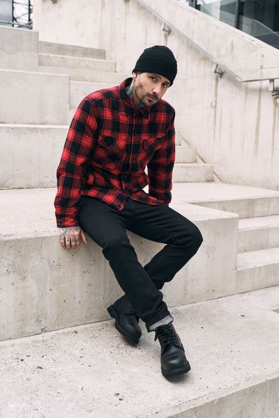 Check Shirt Long Sleeve Flannel Red BRANDIT
