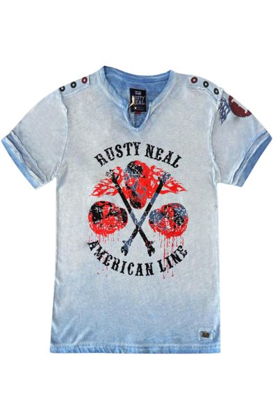 Blue T-shirt with foil Rusty Neal Blue T-shirt with foil Rusty Neal