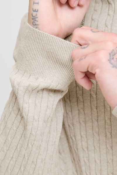 Eemil Knit Cable Crew Neck Beige Jack & Jones