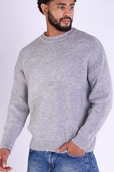 Grey soft knit with a distressed surface by Jerone