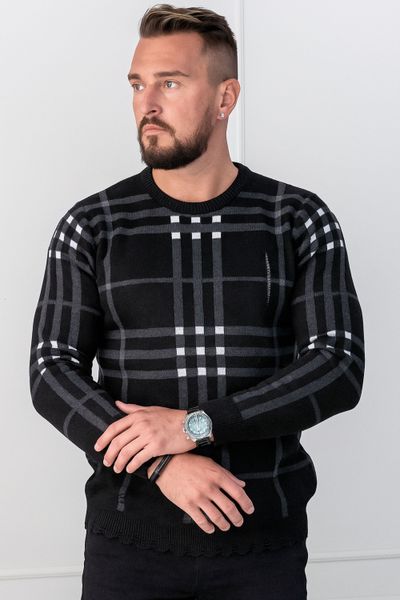 Black checkered distressed knit Jerone Black checkered distressed knit Jerone