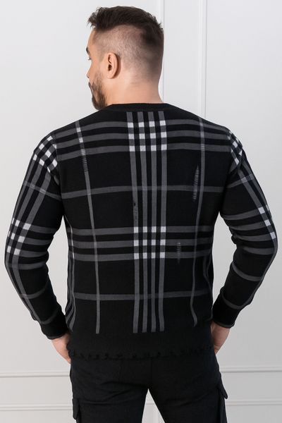 Black checkered distressed knit Jerone