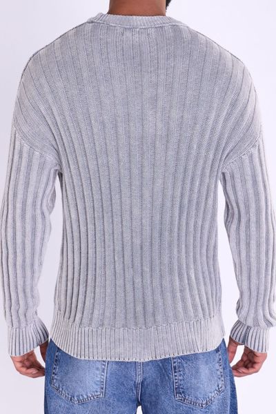 Gray soft knit with vertical stripes JERONE