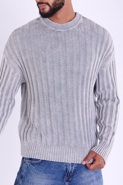 Gray soft knit with vertical stripes JERONE