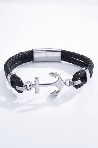 Black Anchor Bracelet Silver JERONE JEWELLERY
