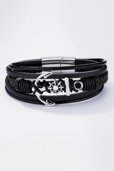 Leather and stainless steel bracelet JERONE JEWELLERY