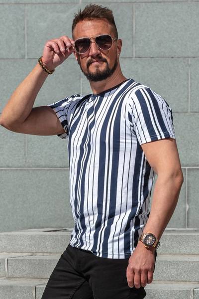Blue and white striped T-shirt BRAVE SOUL