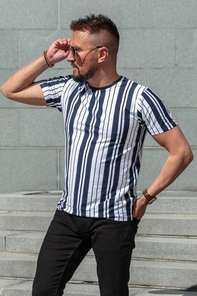 Blue and white striped T-shirt BRAVE SOUL