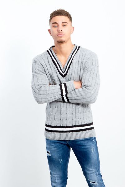 Gray V-neck Sweater JERONE