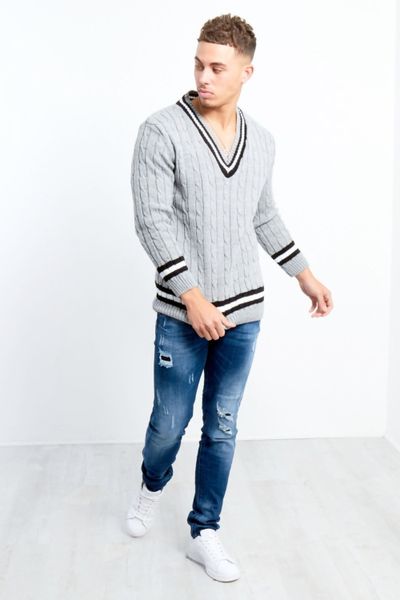 Gray V-neck Sweater JERONE
