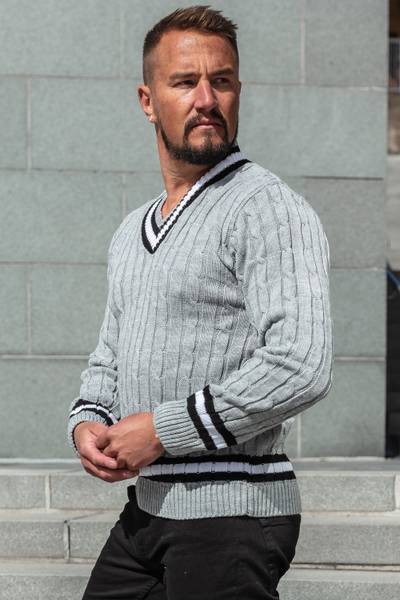 Gray V-neck Sweater JERONE