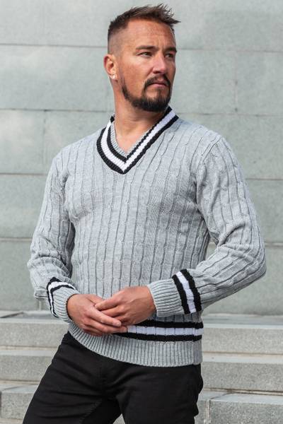Gray V-neck Sweater JERONE