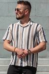 Beige crocheted short-sleeved shirt CARISMA