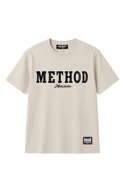 Method T-shirt beige with rhinestones JERONE Method T-shirt beige with rhinestones JERONE