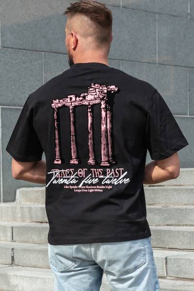 Oversize black t-shirt with velvet embroidery JERONE