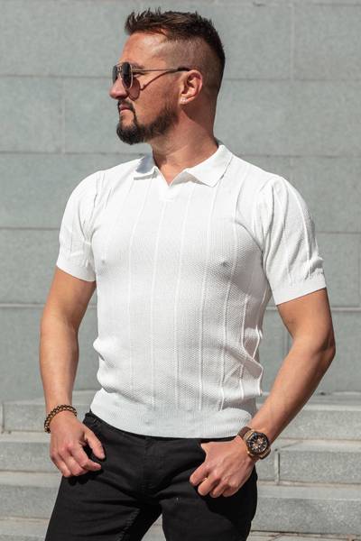 Structured lightweight short-sleeved knit pullover JERONE