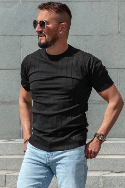 Short sleeve sweater black JERONE